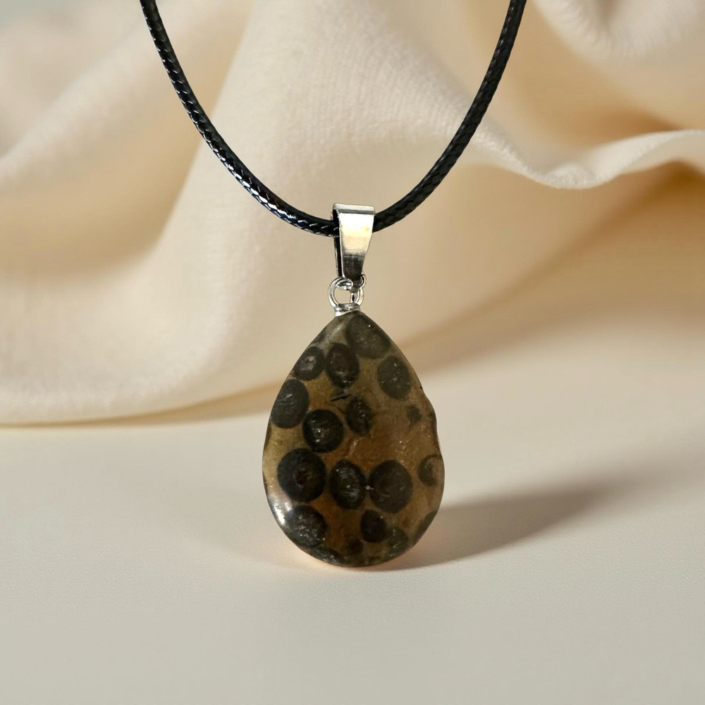 ⭐️ 5 for $25 Natural Stone Water Droplet Pendant Necklace on Black Cord